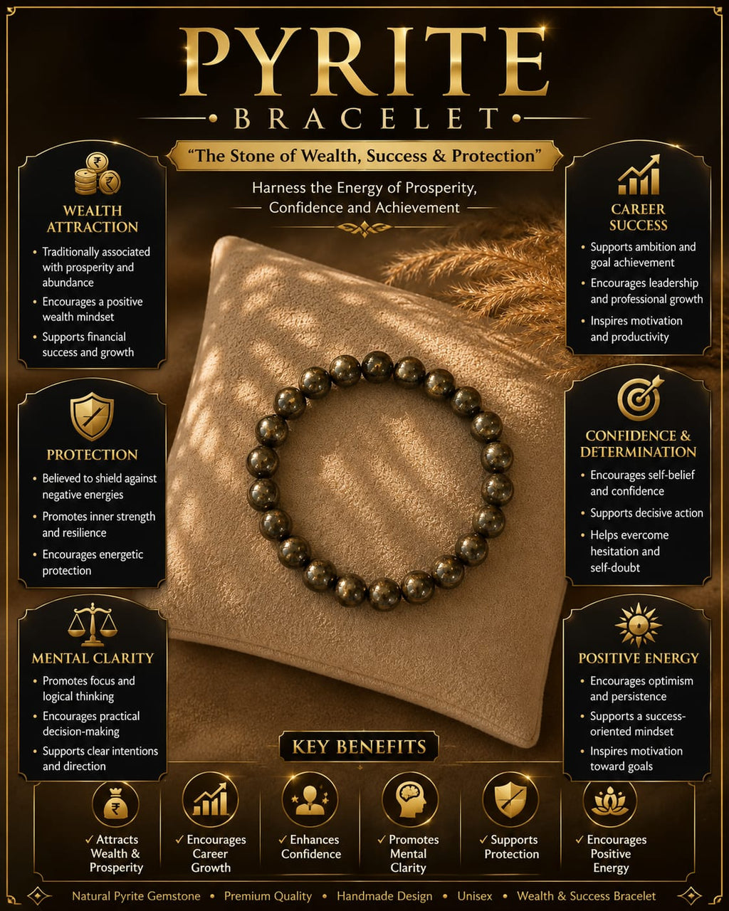 Pyrite Crystal Bracelet (Lab certified)
